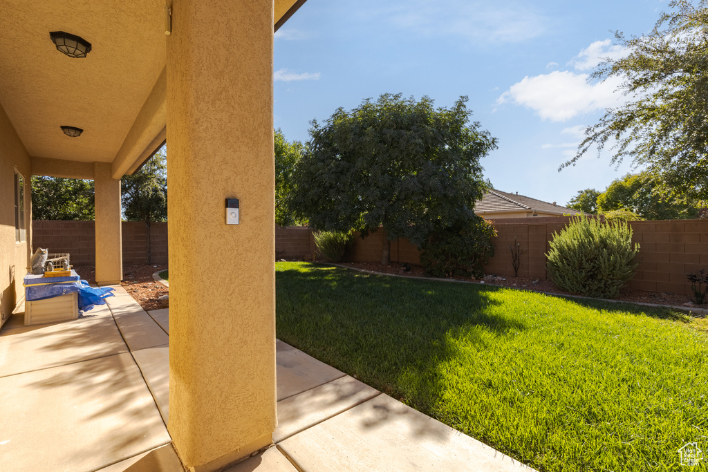 View of yard featuring a patio