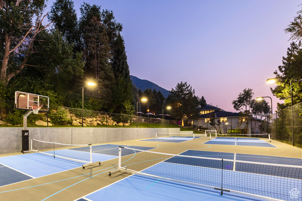 View of sport court with a mountain view