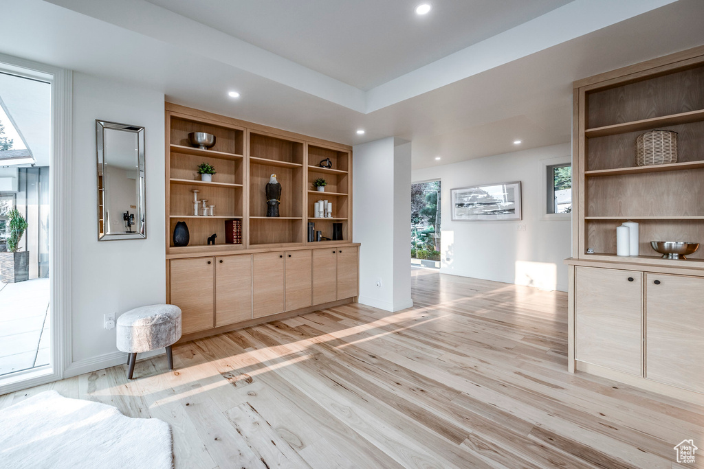 Unfurnished room with light hardwood / wood-style flooring