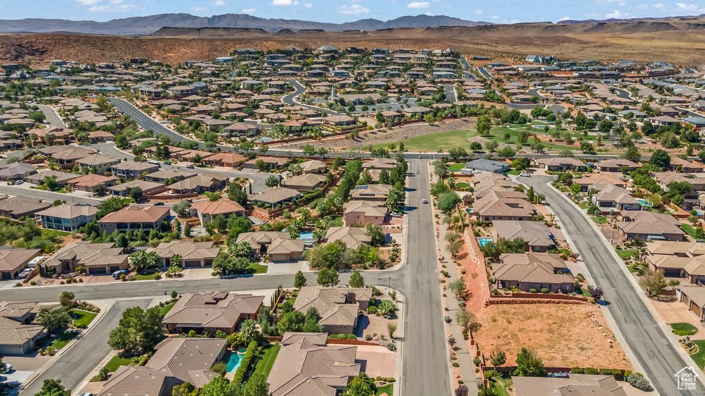 Drone / aerial view with a mountain view