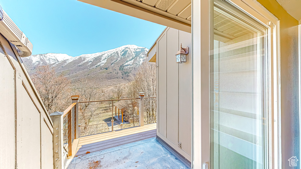 Balcony with a mountain view