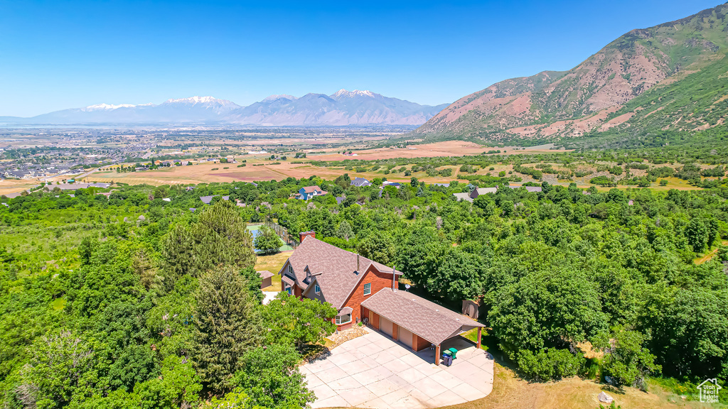 Drone / aerial view with a mountain view