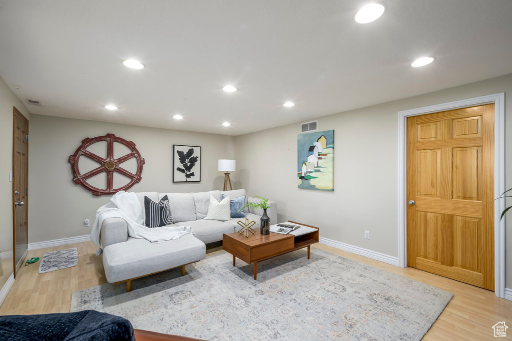 Living room featuring light hardwood / wood-style flooring