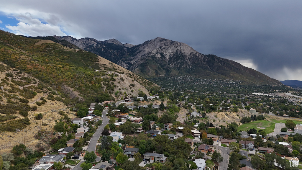 Exterior space featuring a mountain view