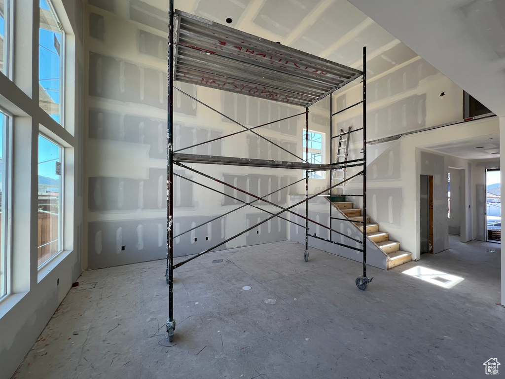 Interior space featuring concrete flooring