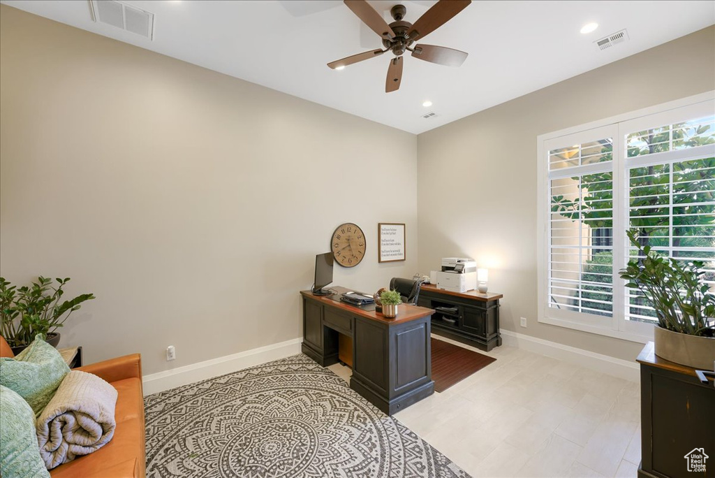 Office featuring ceiling fan