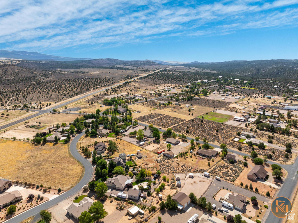 Aerial view featuring a mountain view