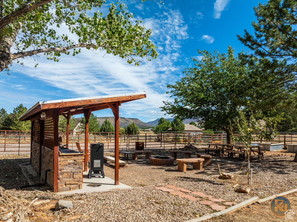 View of yard featuring a mountain view