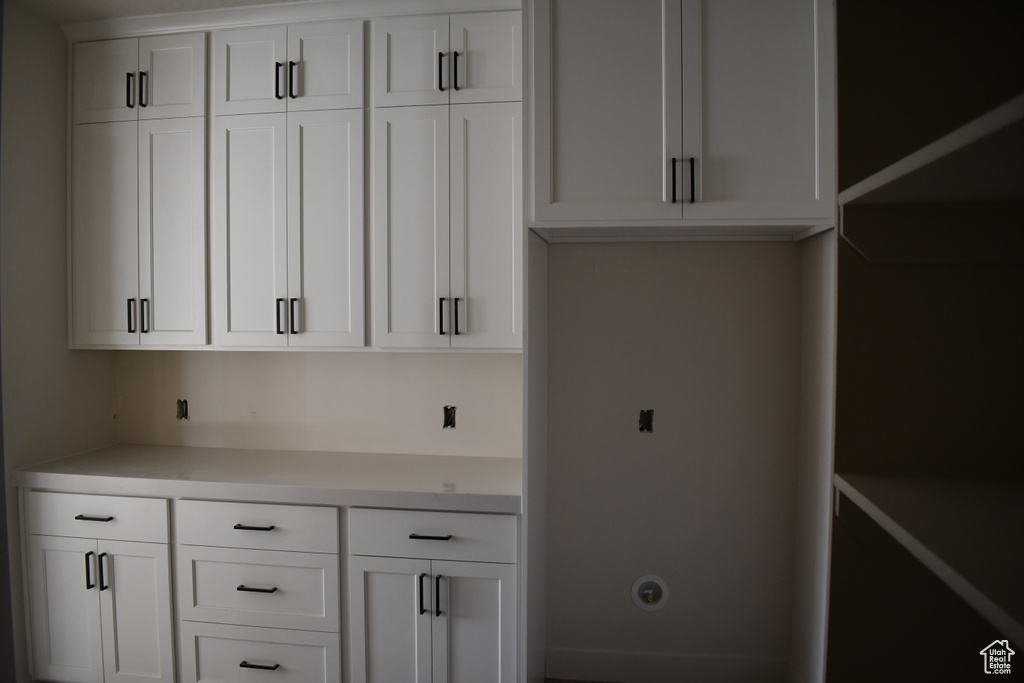 Kitchen with white cabinets