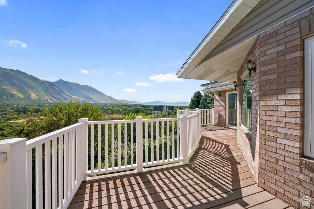 Deck featuring a mountain view