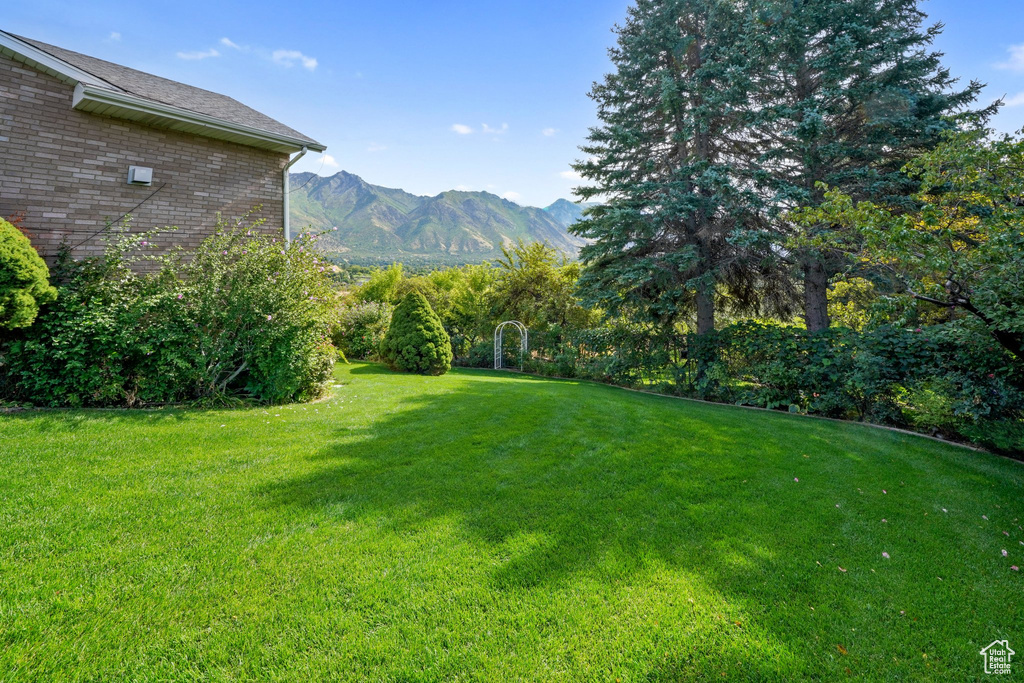 View of yard featuring a mountain view