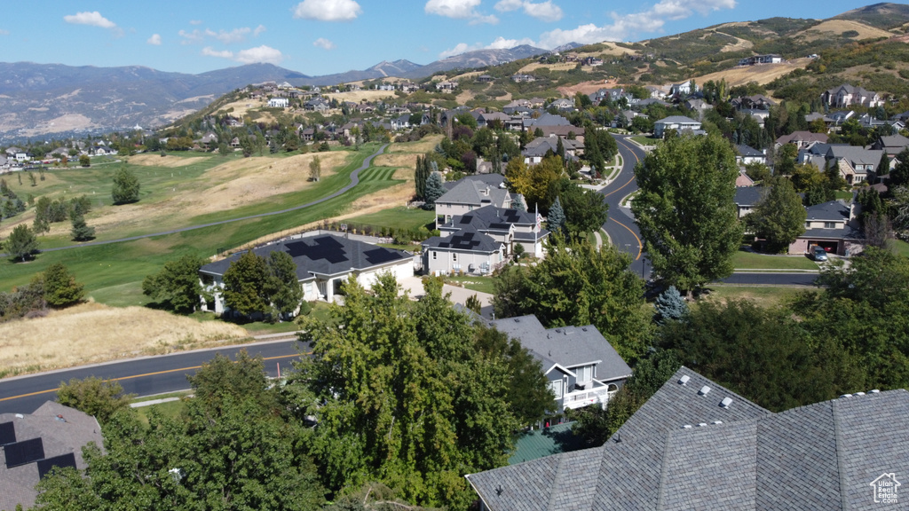 Drone / aerial view with a mountain view