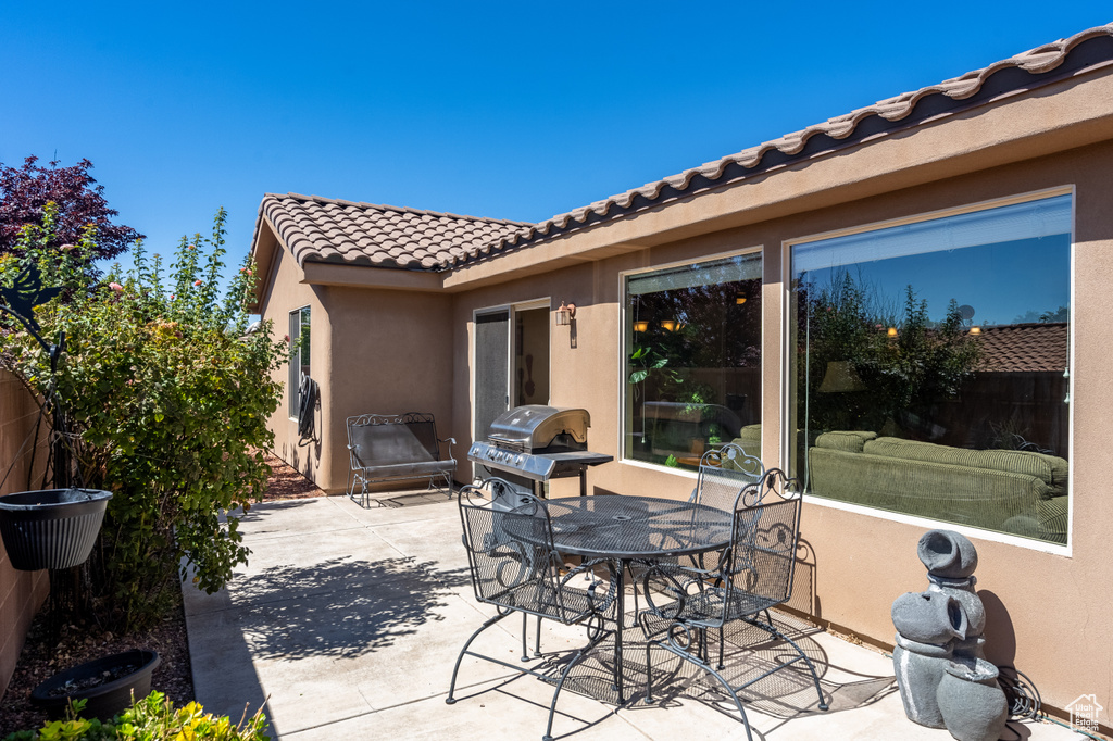 View of patio featuring grilling area