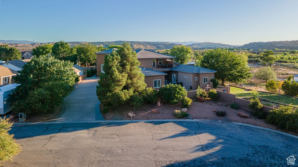 Exterior space featuring a mountain view