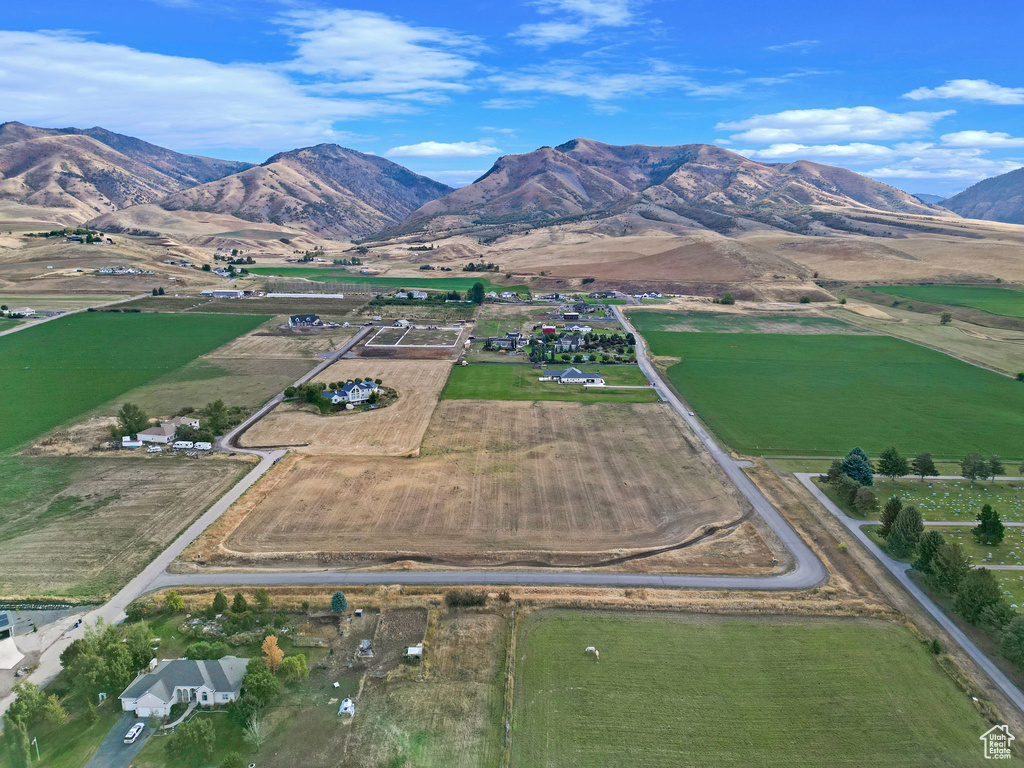 Aerial view with a rural view and a mountain view