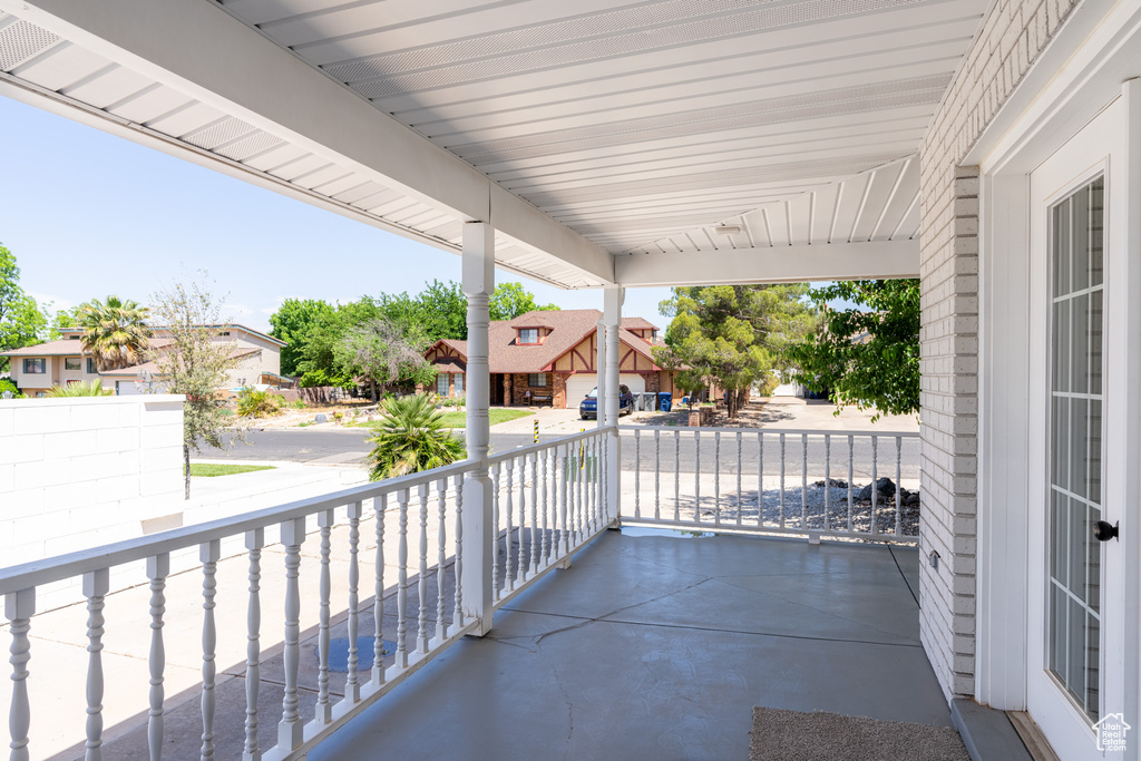 View of patio with a porch