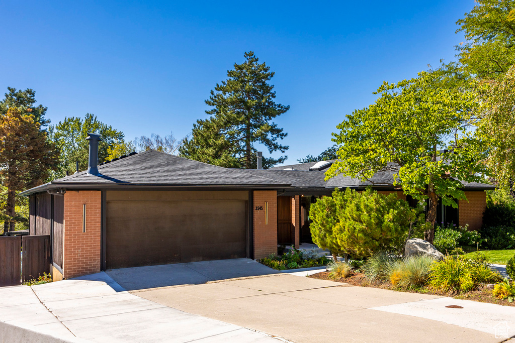 View of front of home with a garage