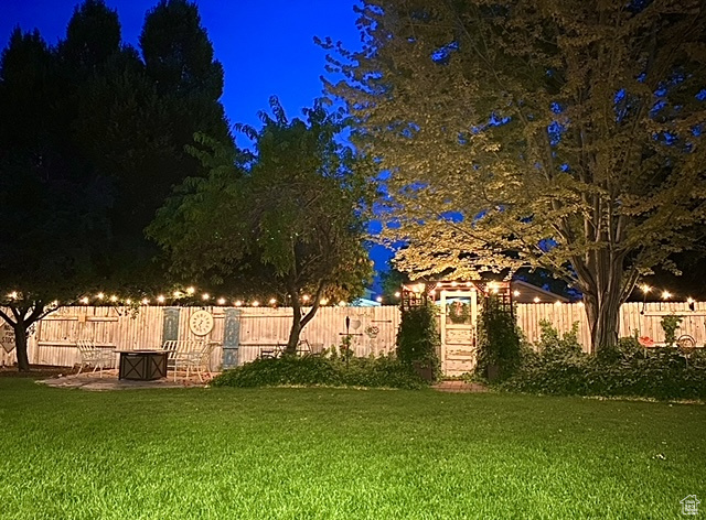 View of yard at twilight