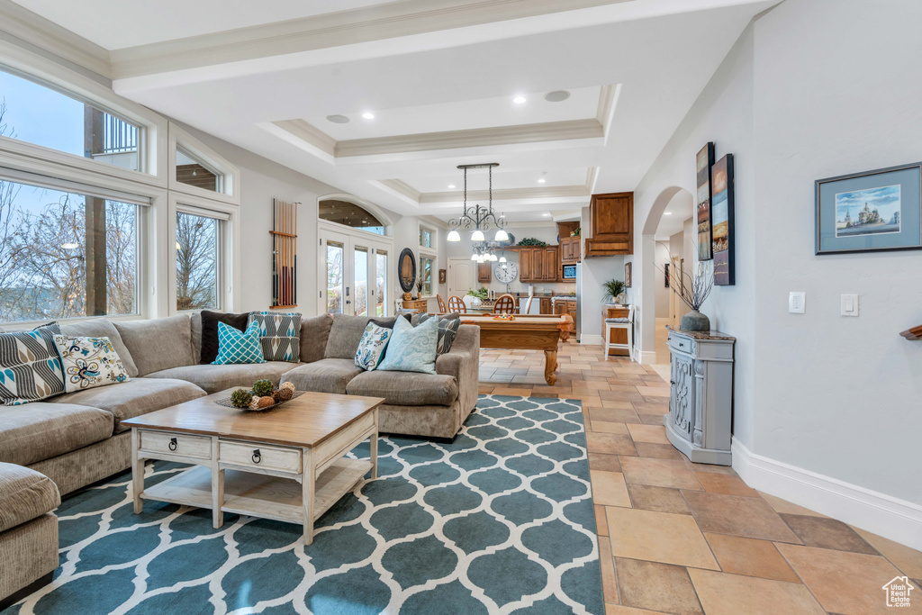 Living room with crown molding