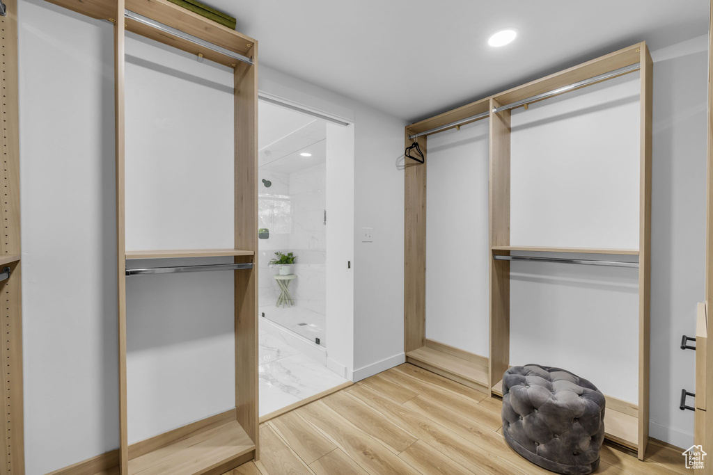 Spacious closet with wood-type flooring