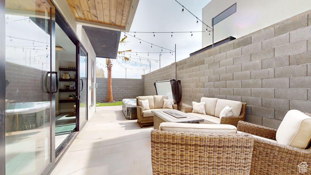 View of patio / terrace featuring an outdoor hangout area