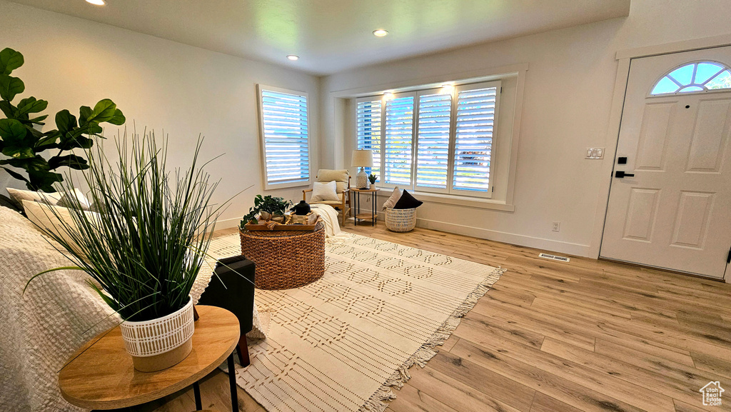 Foyer featuring light wood-type flooring