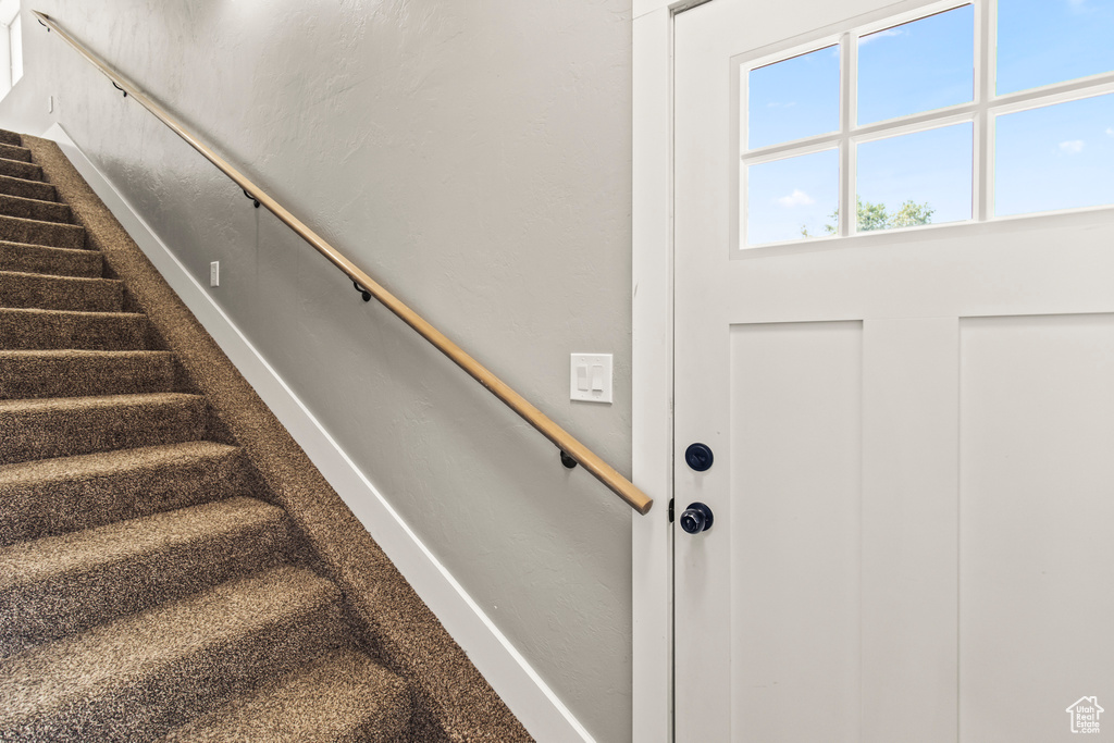 Staircase with carpet flooring