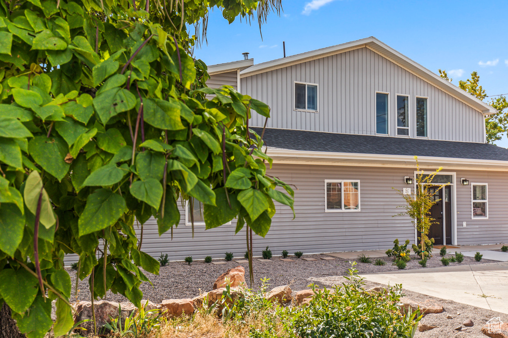 View of home\'s exterior featuring a patio area