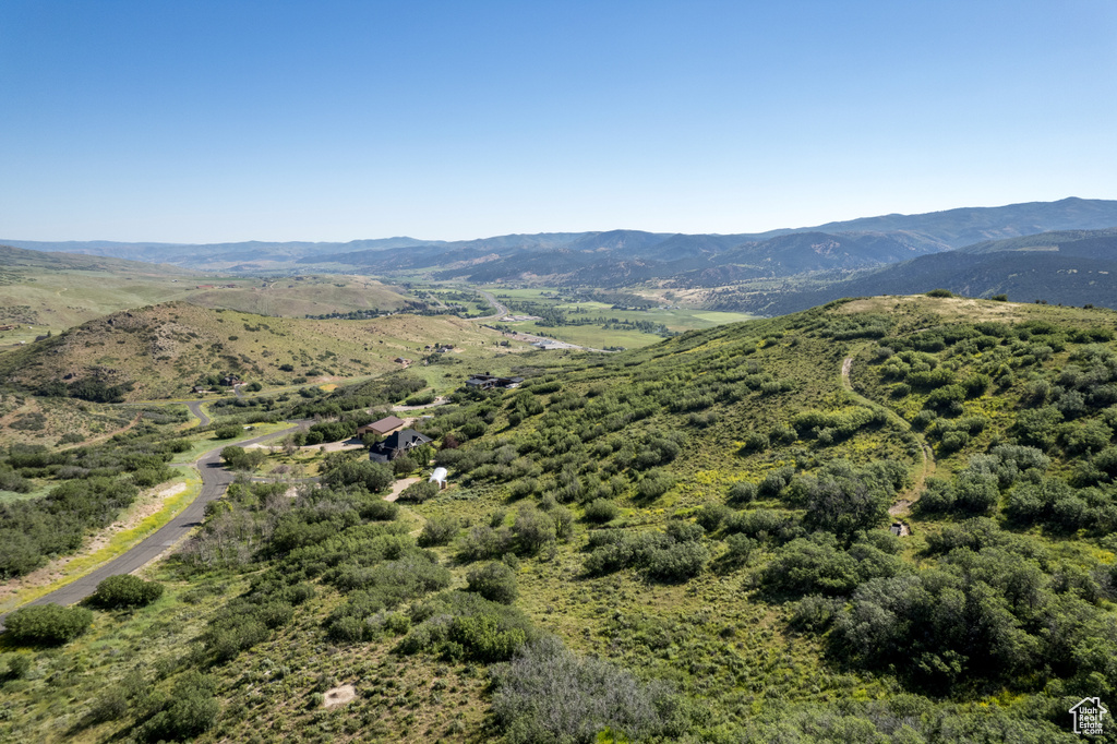 Bird\'s eye view with a mountain view