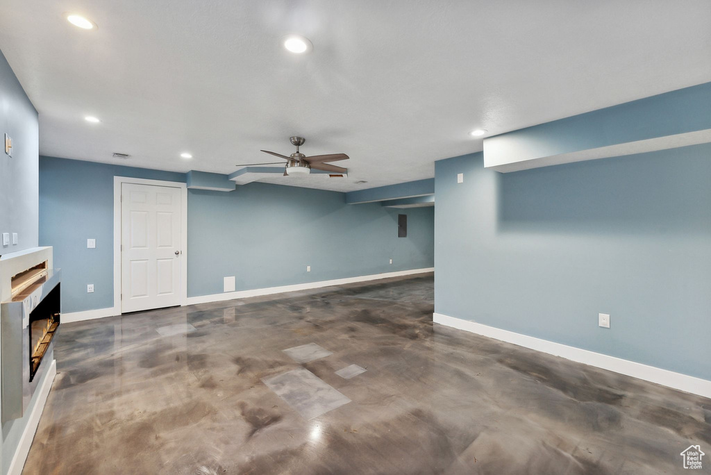 Interior space with ceiling fan