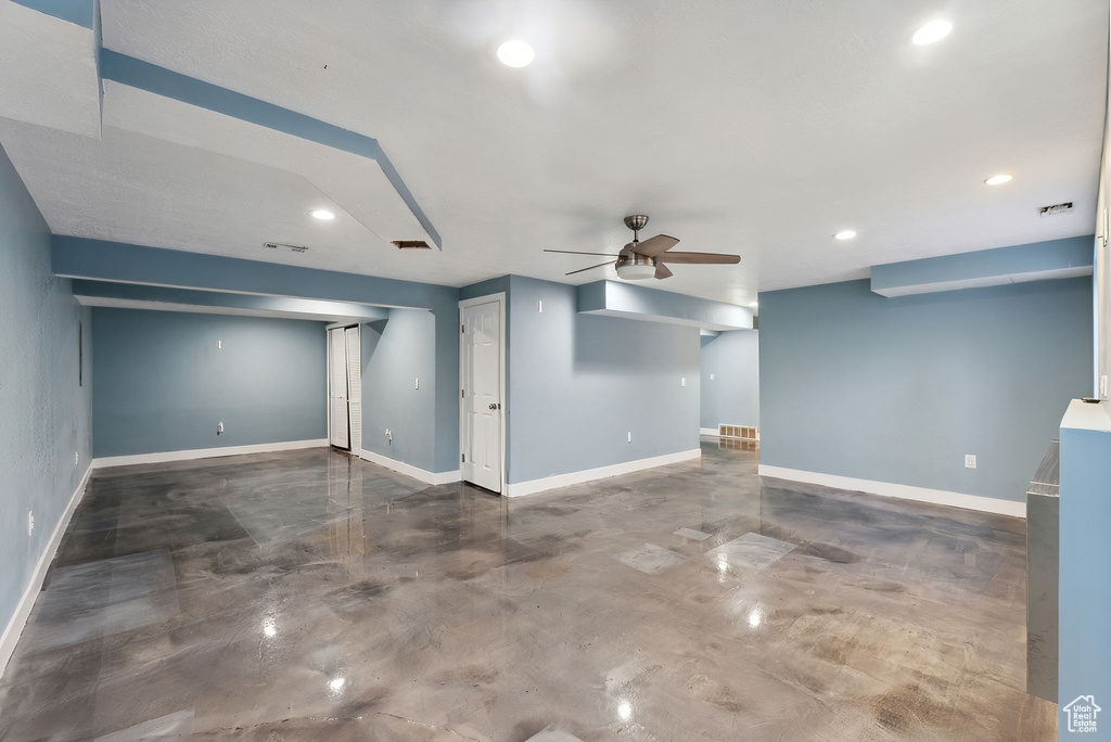 Interior space featuring ceiling fan