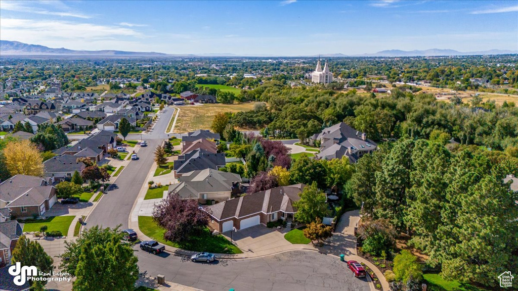 Drone / aerial view with a mountain view