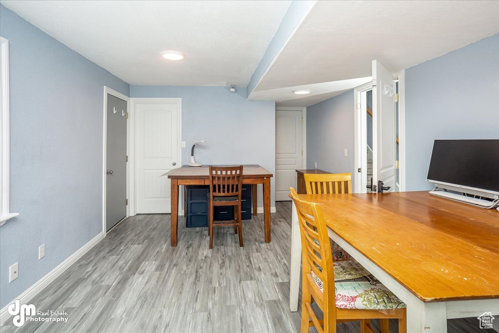 Dining area featuring light hardwood / wood-style flooring