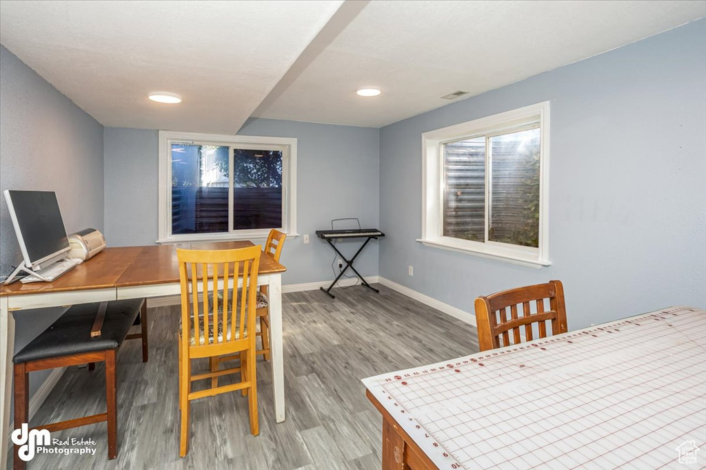 Dining space featuring light hardwood / wood-style floors