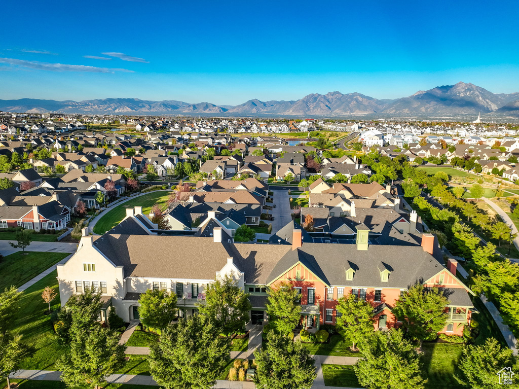 Aerial view featuring a mountain view