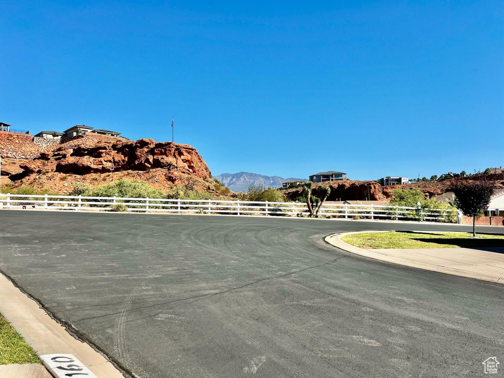 View of street with a mountain view