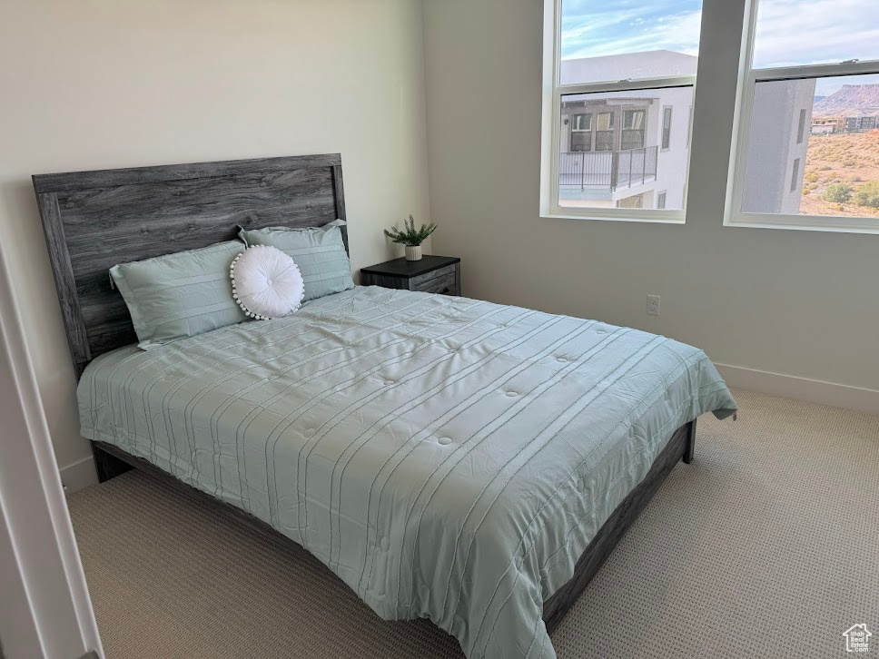 Bedroom with carpet floors