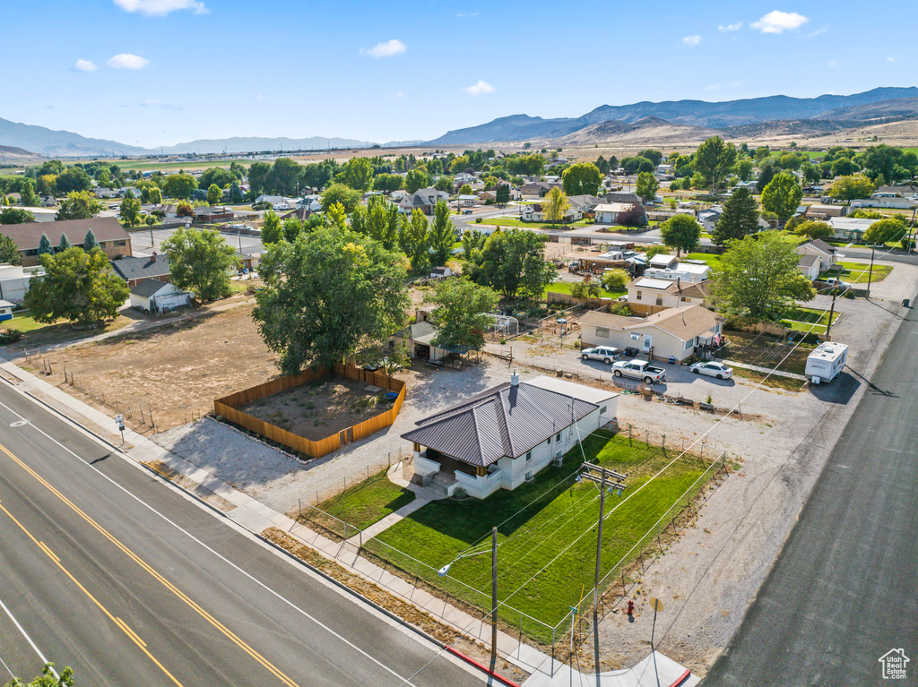 Drone / aerial view with a mountain view