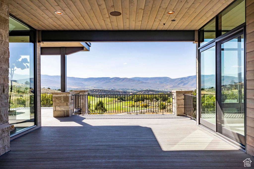 Deck featuring a mountain view