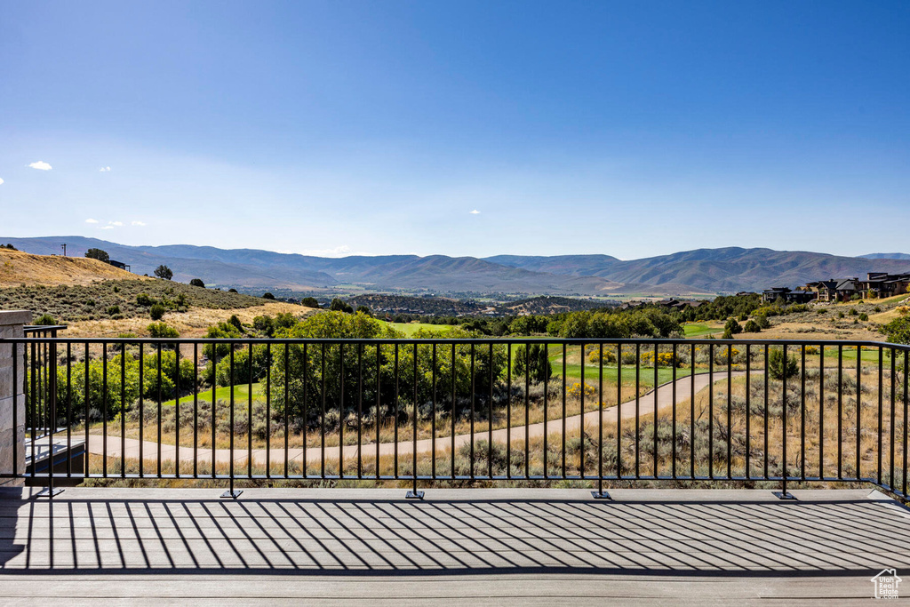 Balcony with a mountain view