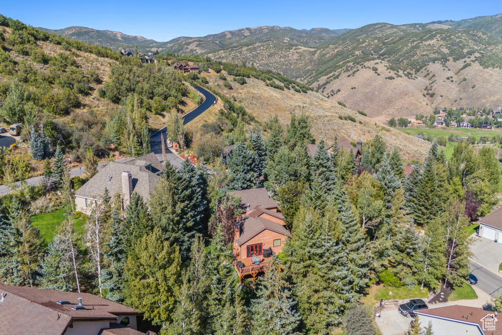 Drone / aerial view with a mountain view