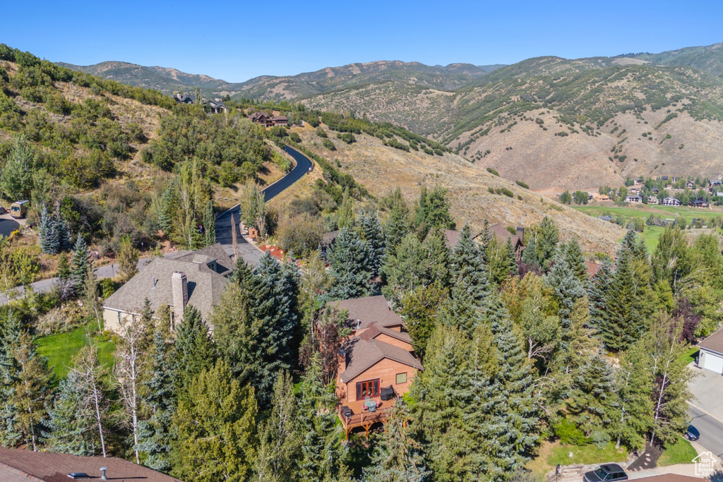 Drone / aerial view with a mountain view