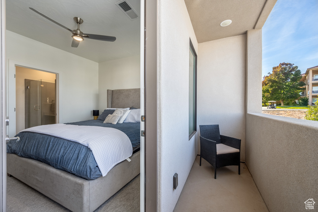 Bedroom featuring ceiling fan