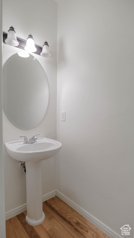 Bathroom with wood-type flooring