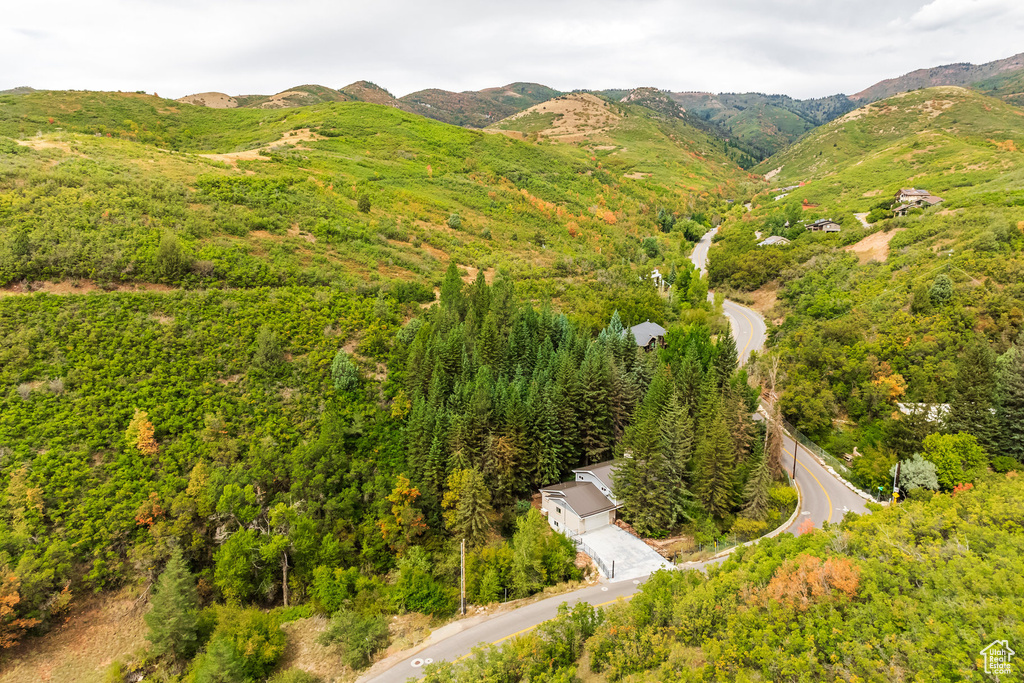 Bird's eye view with a mountain view