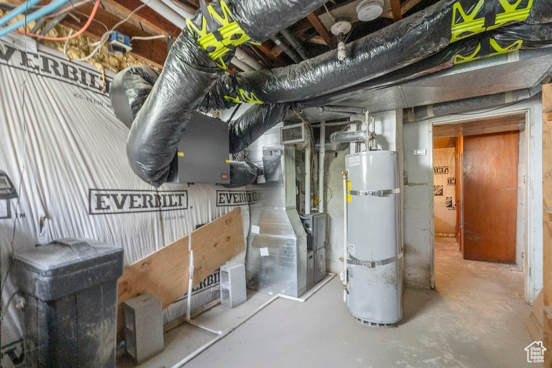 Utility room with secured water heater