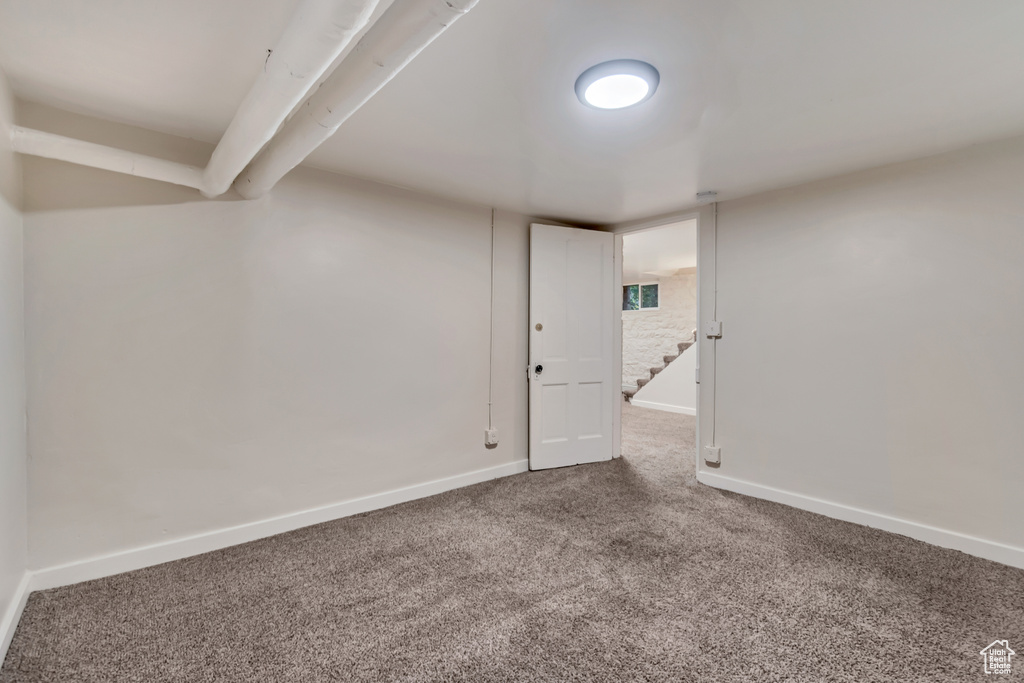 Basement featuring carpet floors