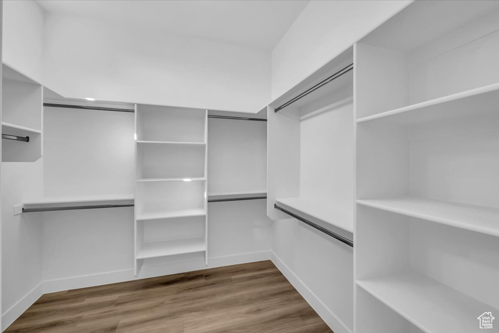 Spacious closet with hardwood / wood-style flooring