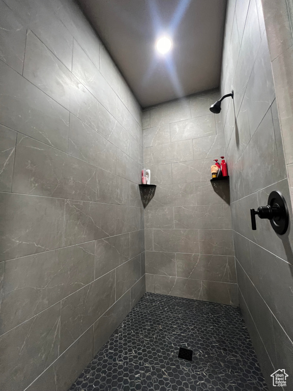 Bathroom with a tile shower