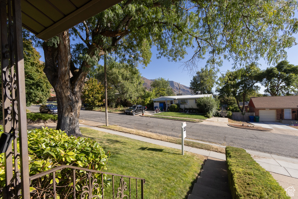 View of street with a mountain view